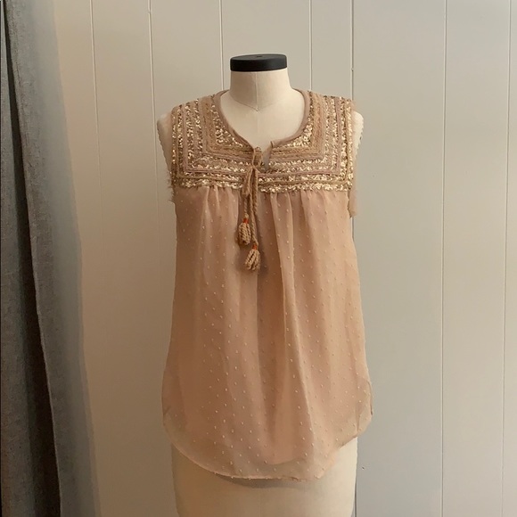 Anthropologie Tops - rose/blush tank with tassel detail